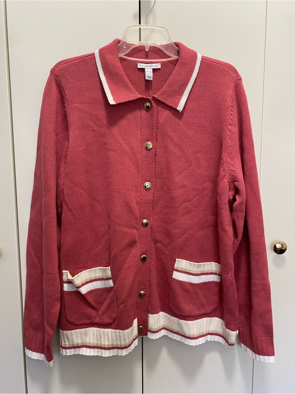 Isaac Mizrahi Live! Vintage/Retro Style Red Knit Cardigan Sweater – Women’s XL